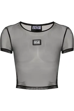 VERSACE Piece Number-logo mesh T-shirt