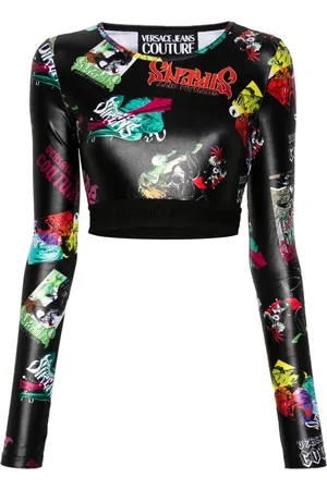 VERSACE Graphic-print cropped T-shirt