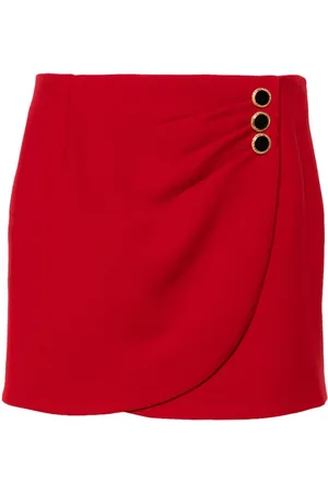 Alessandra Rich Embellished-button virgin wool mini skirt