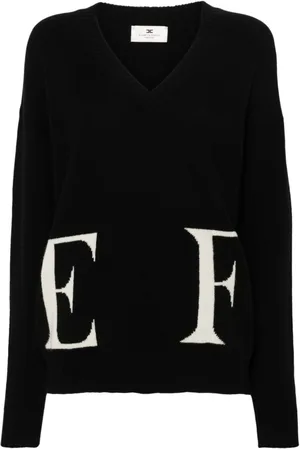 Elisabetta Franchi Logo-intarsia virgin-wool jumper