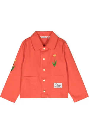 Mini Rodini Floral-embroidery organic cotton jacket
