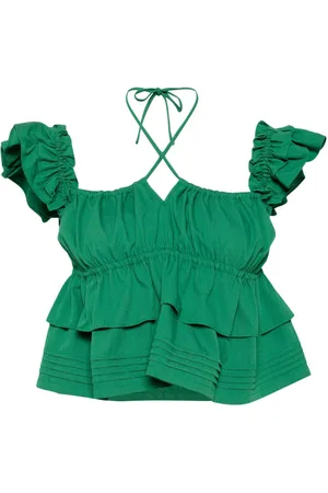 B+AB Ruffle-detail cotton halterneck top