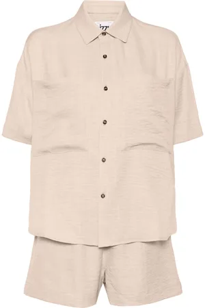 Izzue Classic-collar drop-shoulder shorts set