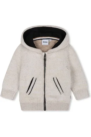 HUGO BOSS Logo-patch knitted hoodie