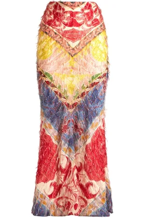 Etro Fringed printed maxi skirt