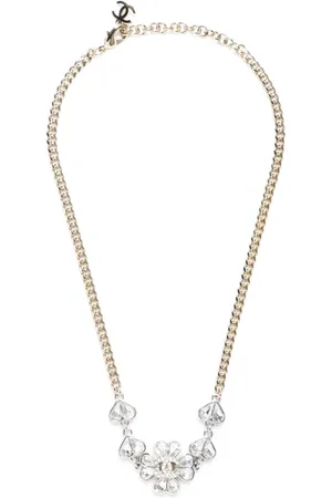 CHANEL 2023 Floral pendant rhinestone necklace