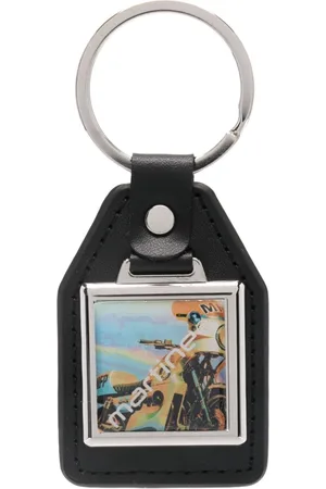 MARTINE ROSE Logo-plaque leather keyring