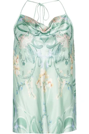 Camilla Floral-print silk halter top