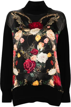 Camilla Floral-print knitted top
