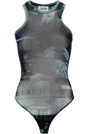 Jean Paul Gaultier Pigalle-print mesh bodysuit