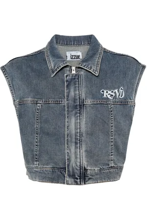 Izzue Logo-embroidered cropped denim vest