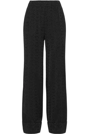 Philipp Plein Monogram-pattern wide-leg trousers