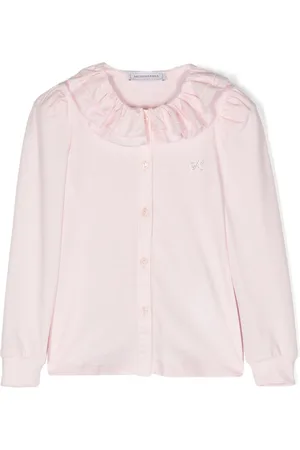MONNALISA Rhinestone-monogram cotton blouse