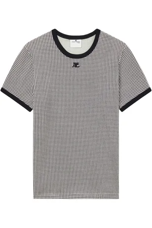 Courrèges Houndstooth-pattern cotton T-shirt
