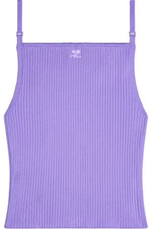 Courrèges Logo-embroidered ribbed tank top