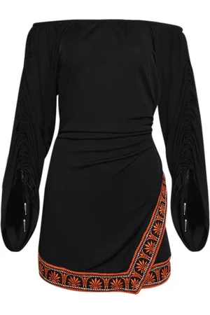 Paco rabanne Contrast trimming off-the-shoulder minidress