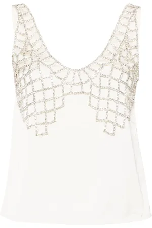 Self-Portrait Rhinestone-embellished sleeveless blouse
