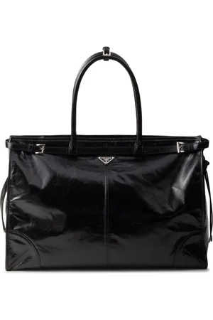 Prada Triangle-logo leather tote bag