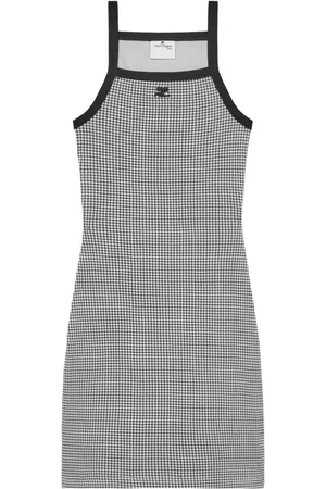 Courrèges Contrast-trim houndstooth cotton mini dress