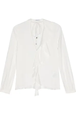 Patrizia Pepe Ruffled-detail crepe blouse