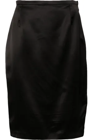 Saint Laurent Satin pencil midi skirt