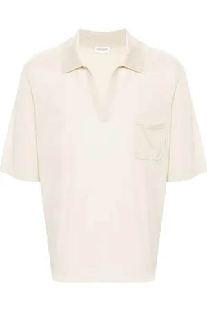 Saint Laurent Cassandre-embroidered wool polo shirt
