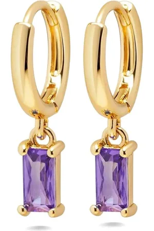 Nialaya Sterling silver zirconia-charm huggie earrings