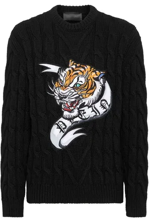 Philipp Plein Tiger-appliqué wool jumper