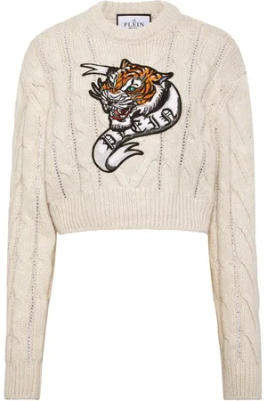 Philipp Plein Tattoo cropped wool jumper