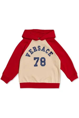 VERSACE Logo-print two-tone cotton hoodie