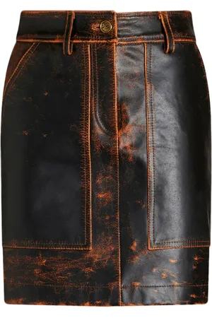 Etro Distressed-finish leather mini skirt