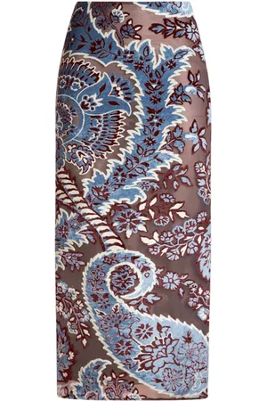 Etro Tulle and jacquard velvet midi skirt