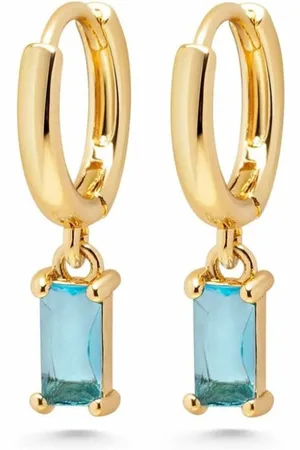 Nialaya Sterling silver zirconia-charm huggie earrings
