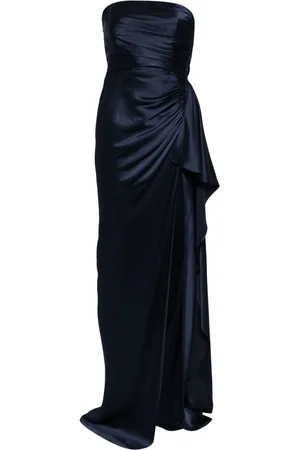 Michelle Mason Strapless gathered silk gown