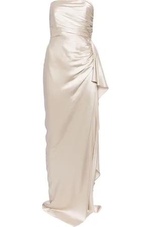 Michelle Mason Strapless gathered silk gown