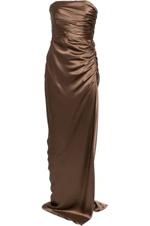Michelle Mason Strapless gathered silk gown