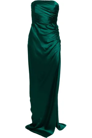 Michelle Mason Strapless gathered silk gown