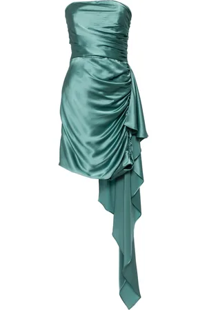 Michelle Mason Draped strapless silk mini dress