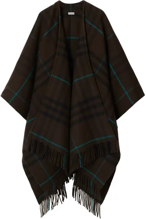 Burberry Checked fringed cape