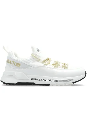 VERSACE Dynamic logo-print leather sneakers