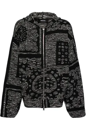Breathe Patterned-jacquard zip-up hoodie