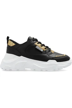 VERSACE Logo-patch glitter-detailing sneakers