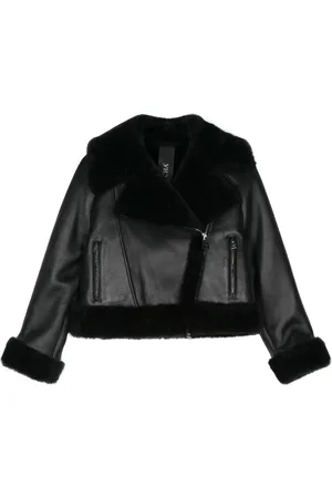 Blancha Shearling-trim leather jacket
