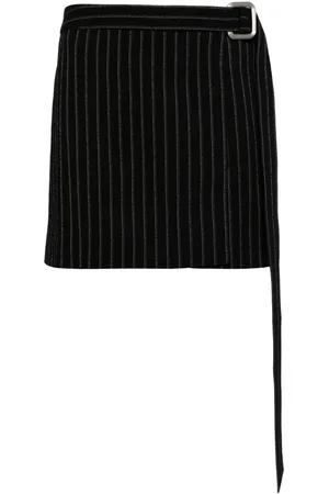 Ami Pinstripe-pattern belted skirt
