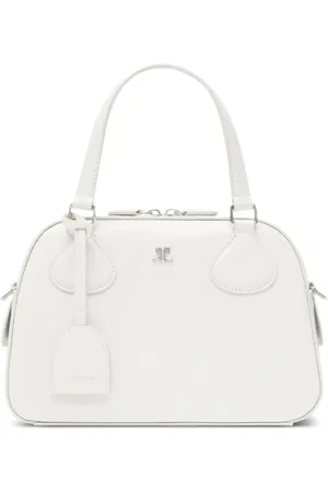 Courrèges Logo plaque leather bowling bag