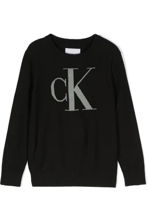 Calvin Klein Logo-intarsia cotton blend jumper
