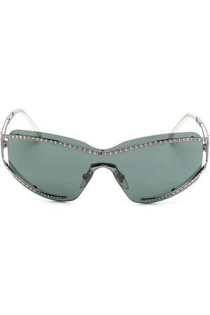 Salvatore Ferragamo Crystal-embellished shield-frame sunglasses