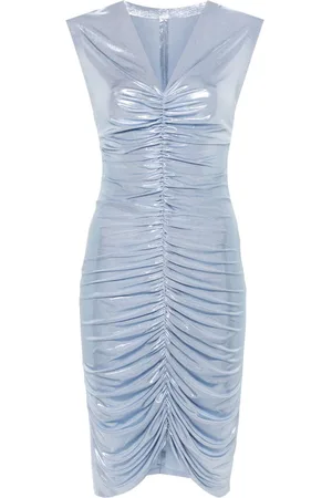 Norma Kamali Lamé ruched sleeveless mini dress