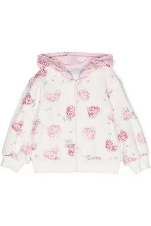 MONNALISA Floral-heart printed zipped hoodie