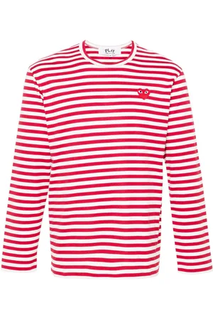Comme des Garçons Heart-patch striped T-shirt